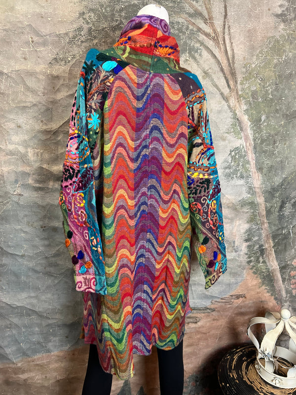 15873 Embroidered Echo Duster-MULTICOLOR