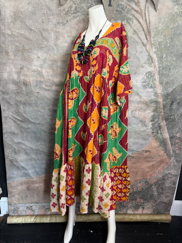 1027w Kantha Arts Tiered Dress-Mix 8