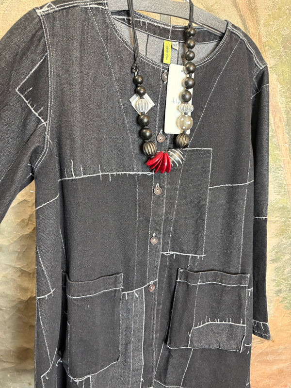 20126N17 Lg/Slv Slit Back Shirt-Dark Grey