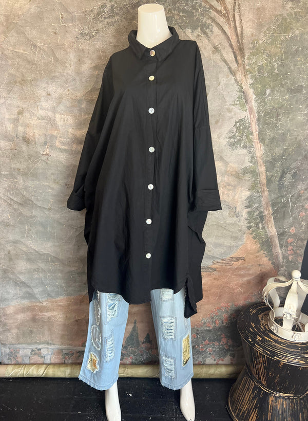 91750 Oversized Shirt Jacket-Black