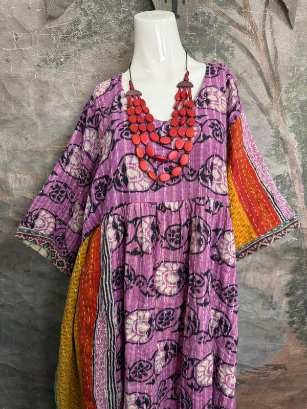 1027w Kantha Arts Tiered Dress-Mix 11