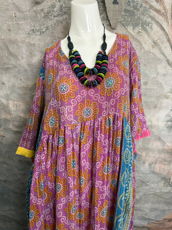 1027w Kantha Arts Tiered Dress-Mix 6