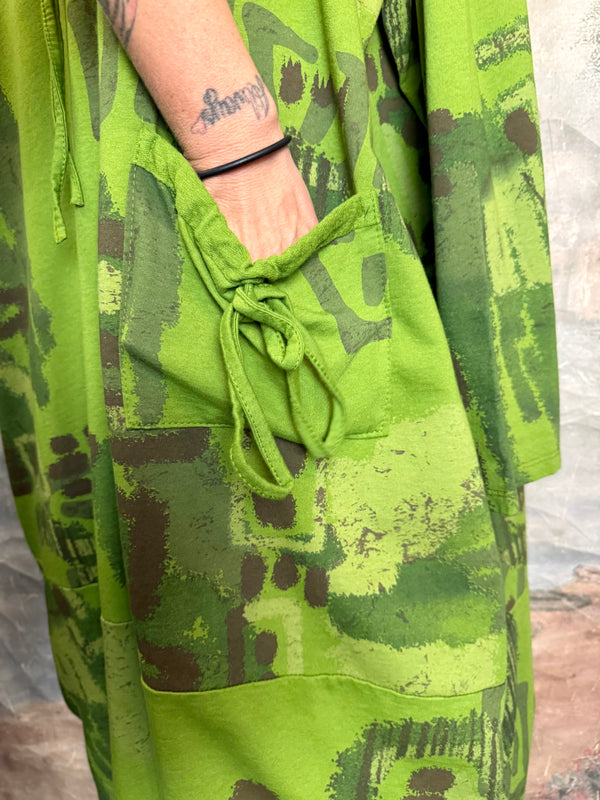 91968 Abstract Sweatshirt Dress-Kiwi