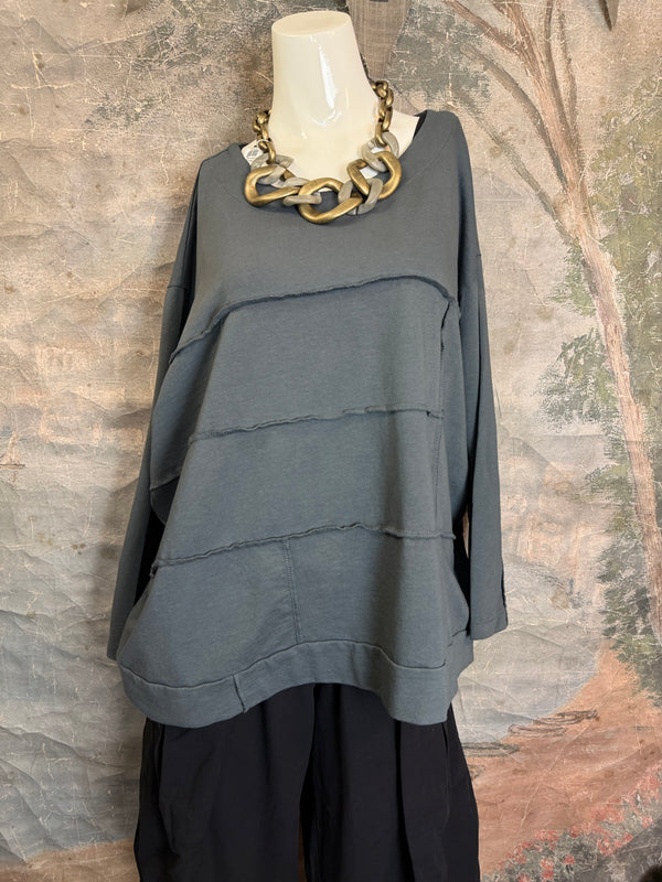 92052 Vintage Pullov Sweatshirt Top-Charcoal