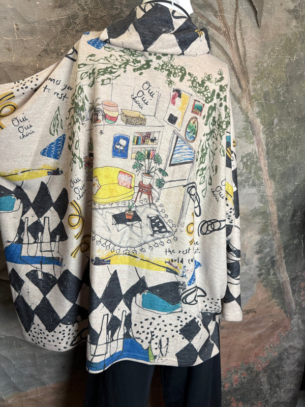 T1097 Cowlneck Dolman Slv Top