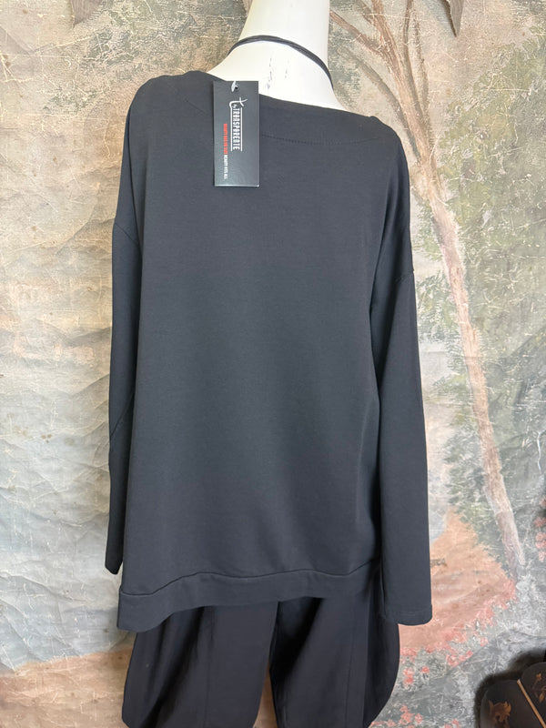 92052 Vintage Pullov Sweatshirt Top-Black