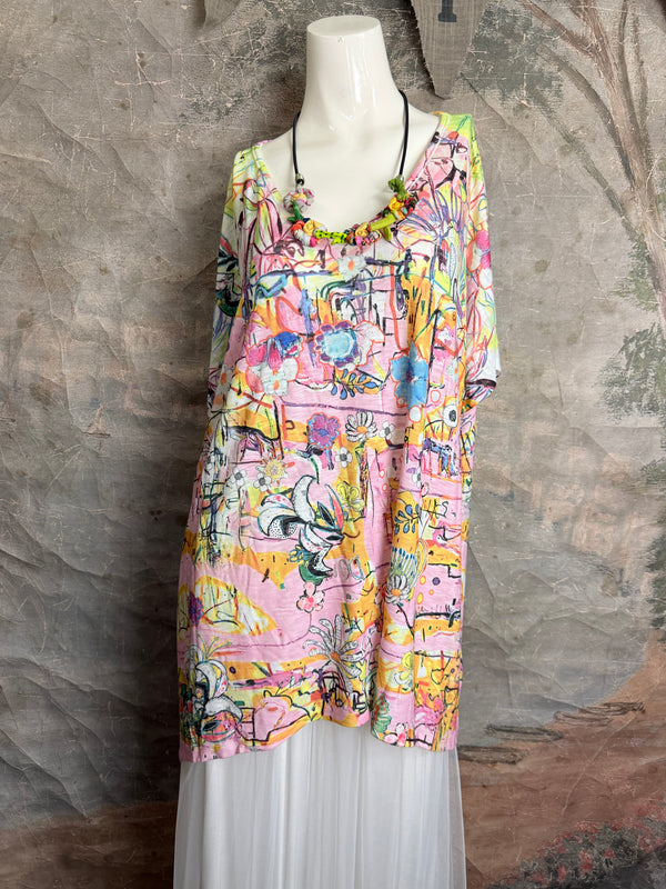T1640K Vneck Dolman Top-May Flowers
