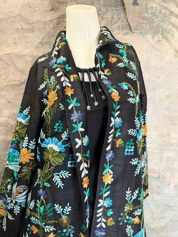 ANU 19969 Silk Embroidered Jacket-Lapis