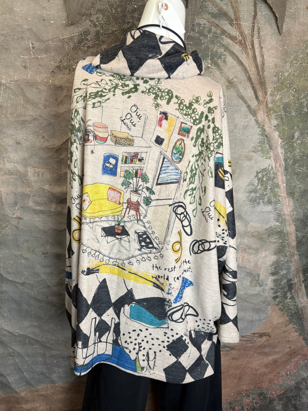 T1097 Cowlneck Dolman Slv Top