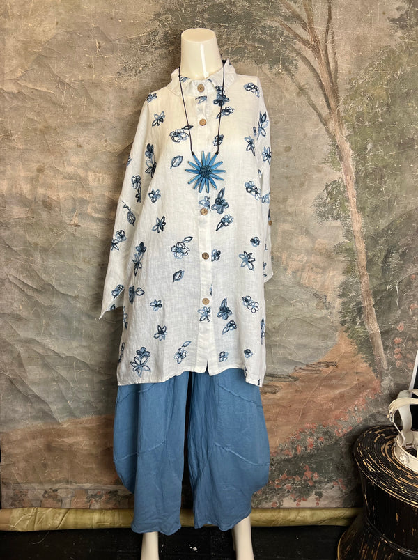 91849 ART Spring Motif BF Shirt-White