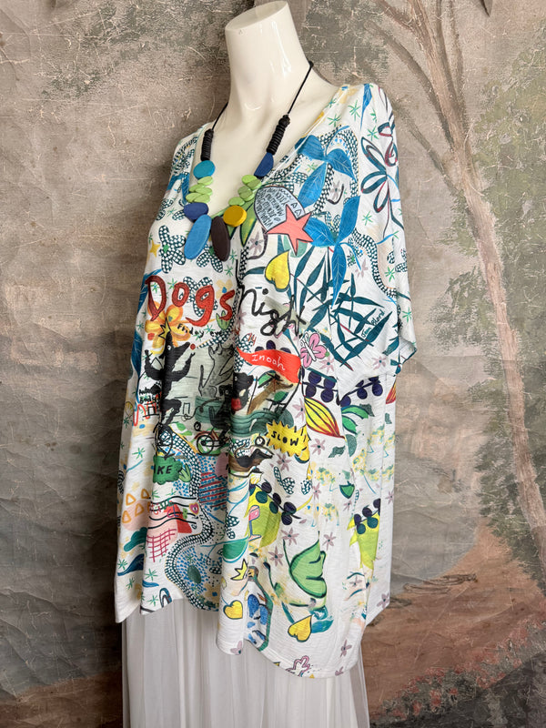 T1640K Vneck Dolman Top-Dogs Night