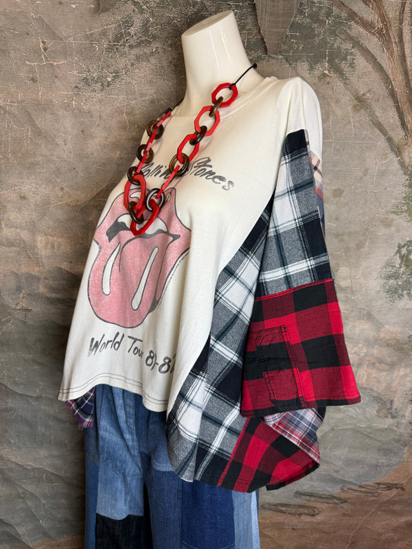 5576 Flannel Band Tee Topper-B