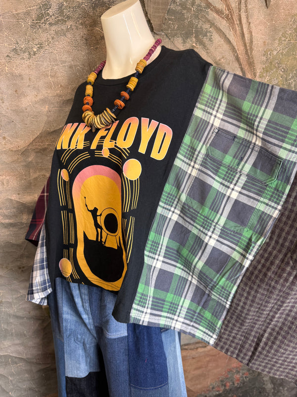 5576 Flannel Band Tee Topper-E