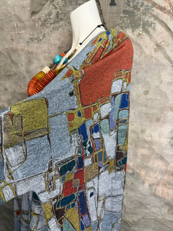 T721T Oversized Dolman Slv Top-Mapped In Color