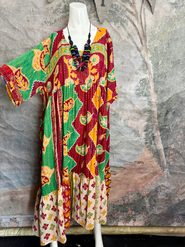 1027w Kantha Arts Tiered Dress-Mix 8