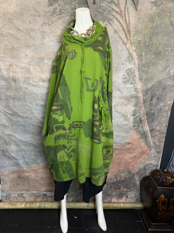 91968 Abstract Sweatshirt Dress-Kiwi