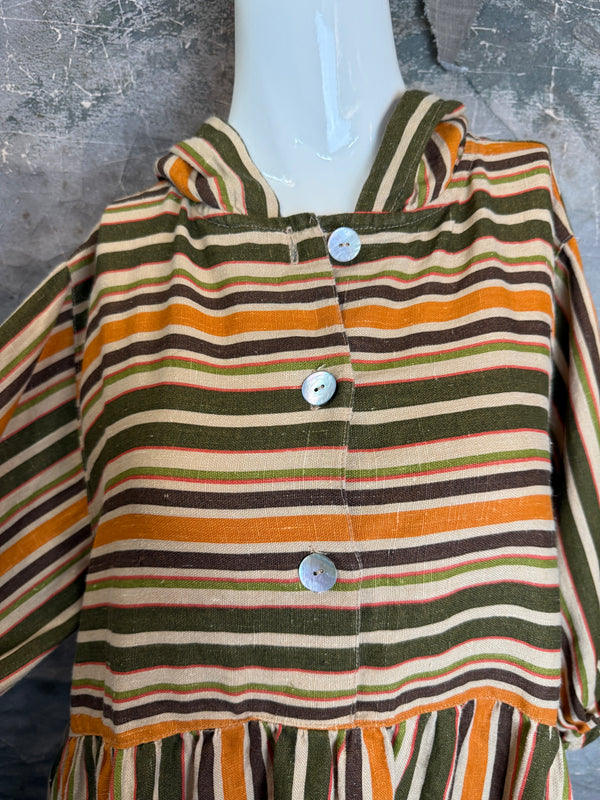 5569 Judy Hoodie Short Dress-Autumn Stripe