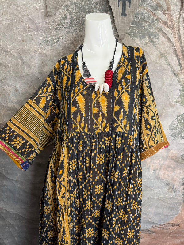 1027w Kantha Arts Tiered Dress-Mix 3