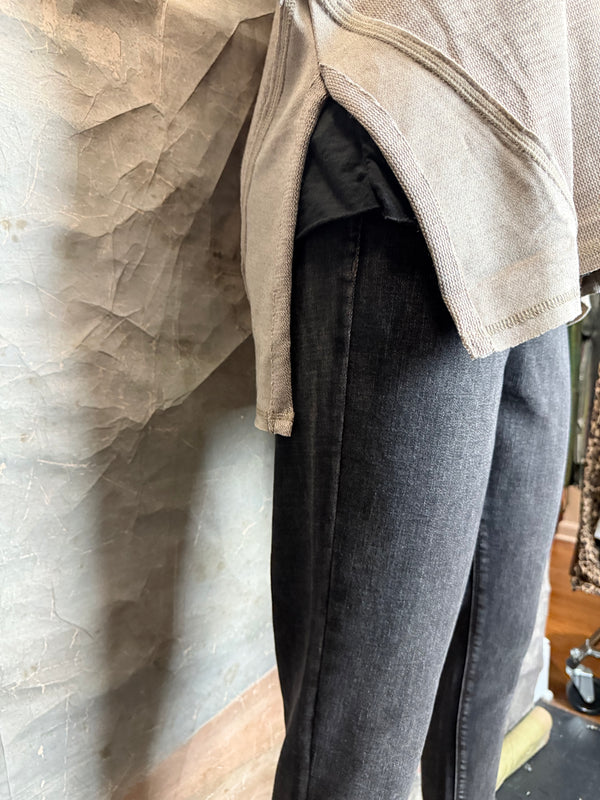 25690 Knit Mock Neck Top-Khaki