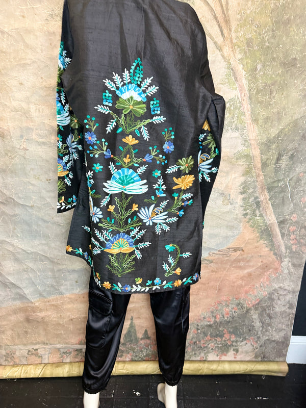 ANU 19969 Silk Embroidered Jacket-Lapis