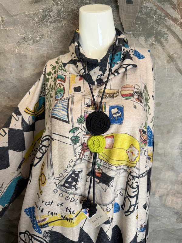 T1097 Cowlneck Dolman Slv Top