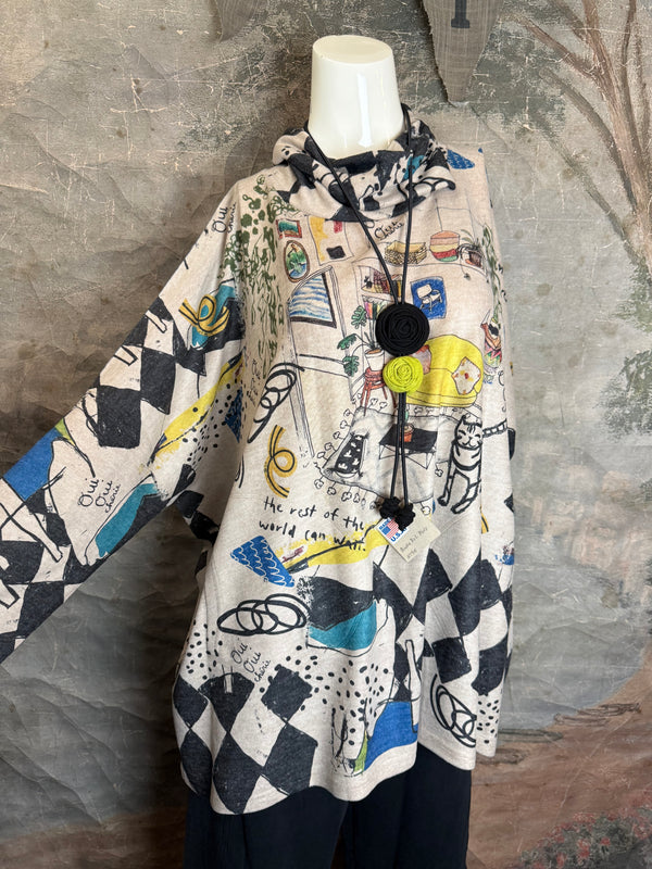 T1097 Cowlneck Dolman Slv Top