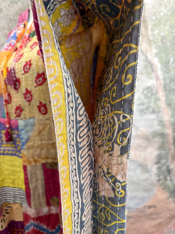 1012w Kantha Poncho Hoodie Dress-2