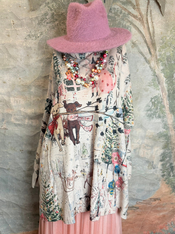 T1097 Cowlneck Dolman Slv Top-Holiday Joy