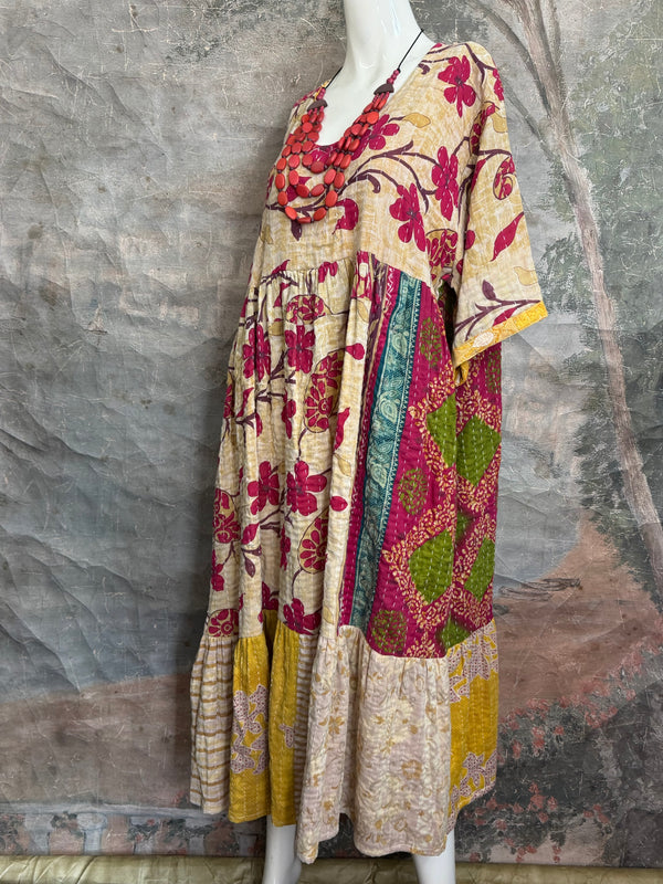 1027w Kantha Arts Tiered Dress-Mix 5