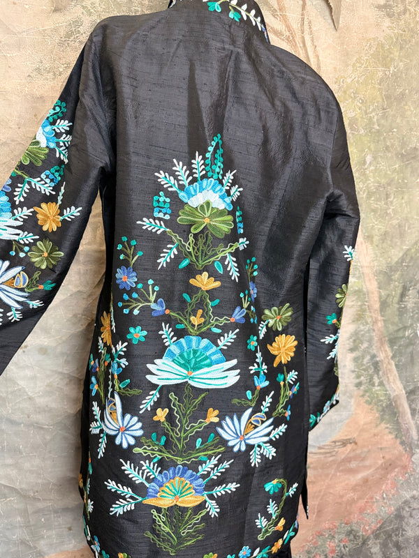 ANU 19969 Silk Embroidered Jacket-Lapis