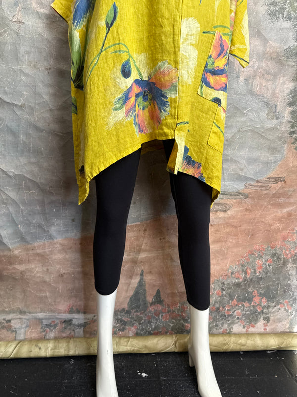 91225 Flower Garden Linen Top-Yellow