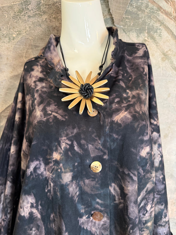 AS5801T Cardi Dyed Jacket-Black Smoke