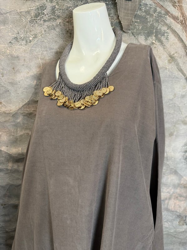 91983 Corduroy Pocket Tunic-Mocha