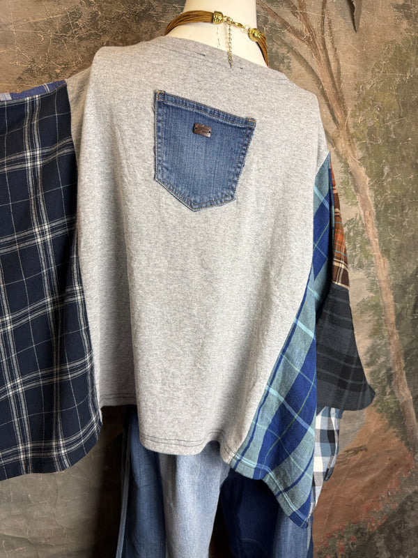 5576 Flannel Band Tee Topper-F