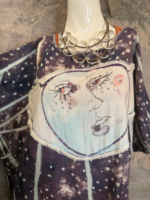 782 High Low Linen Tunic Top-NAVY/MOON