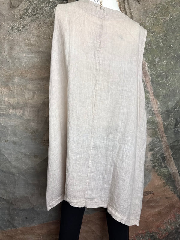 91755 Uneven Tank Top-Beige