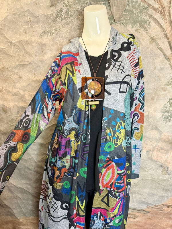 C008T L/Slv Hooded Cardi Duster