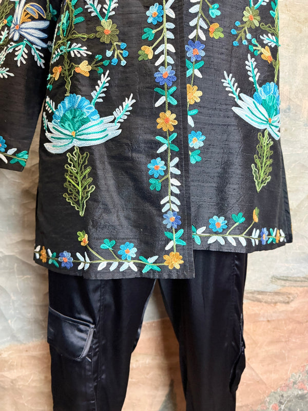 ANU 19969 Silk Embroidered Jacket-Lapis