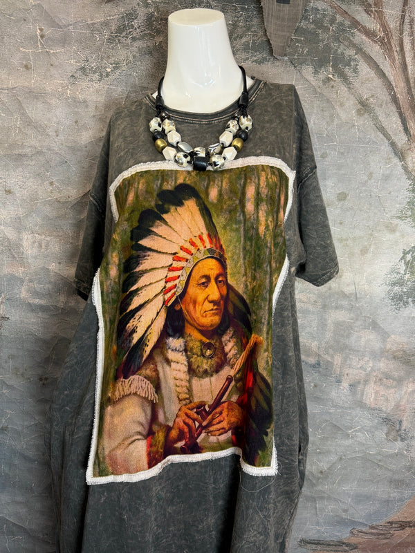 T839 Short Sleeve T-Shirt Dress-Hunter/Indian