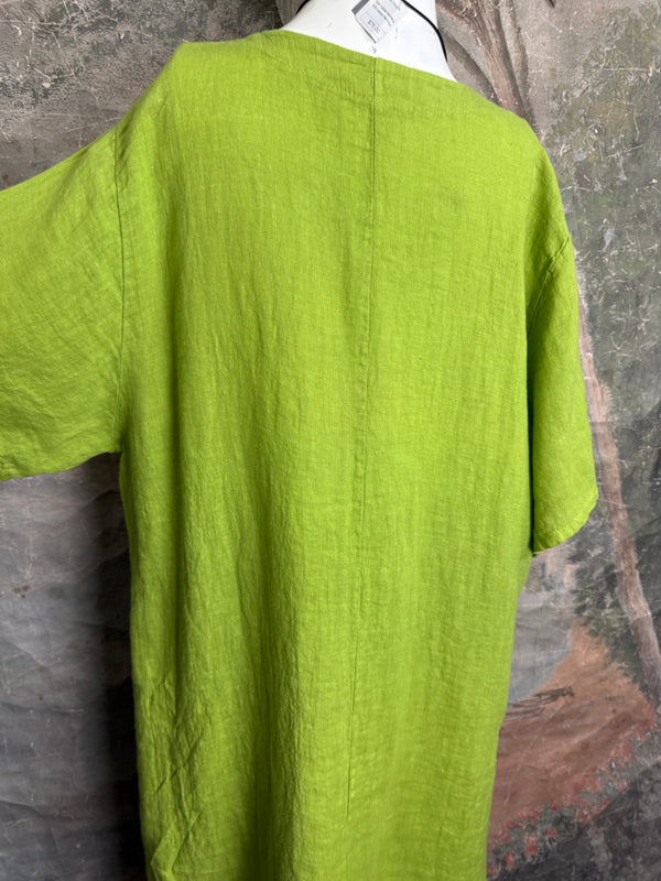 90617P-23 Linen Paint Dress-Kiwi