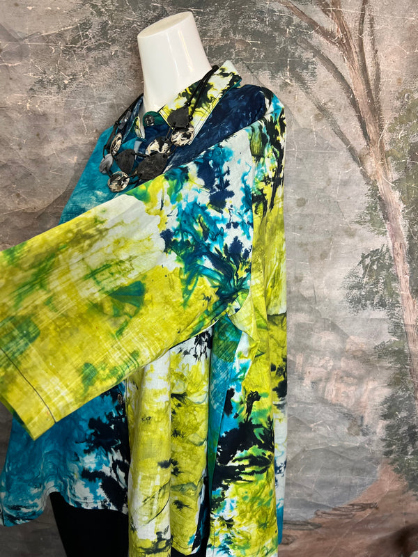 7042C Block Dyed Possibly Tunic-Turq Mix