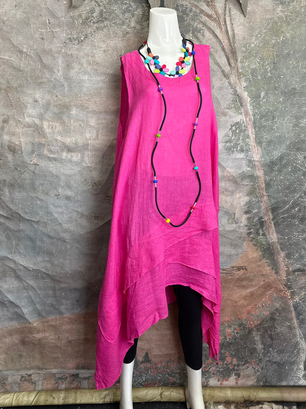 751 Artistry Layered Tank Dress-Fuchsia