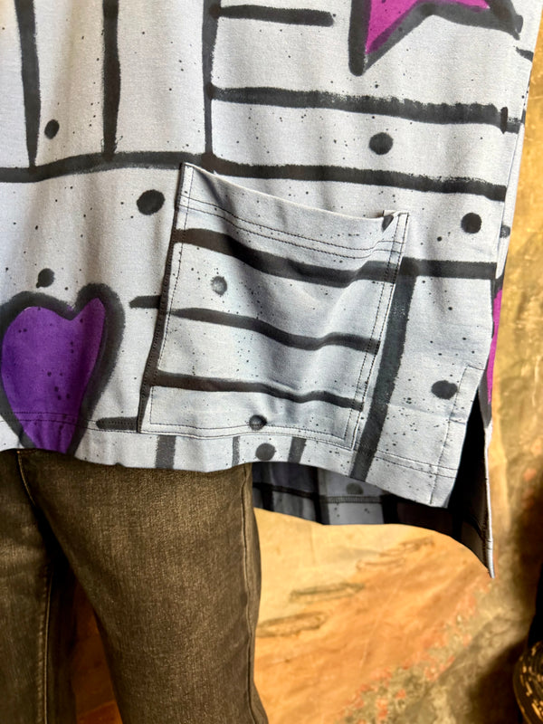 PA1807 Thea L/Slv PopArt Top-DENIM BLUE