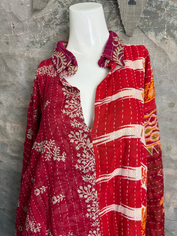 1013w Long Kurta Shirt Dress-Hazel