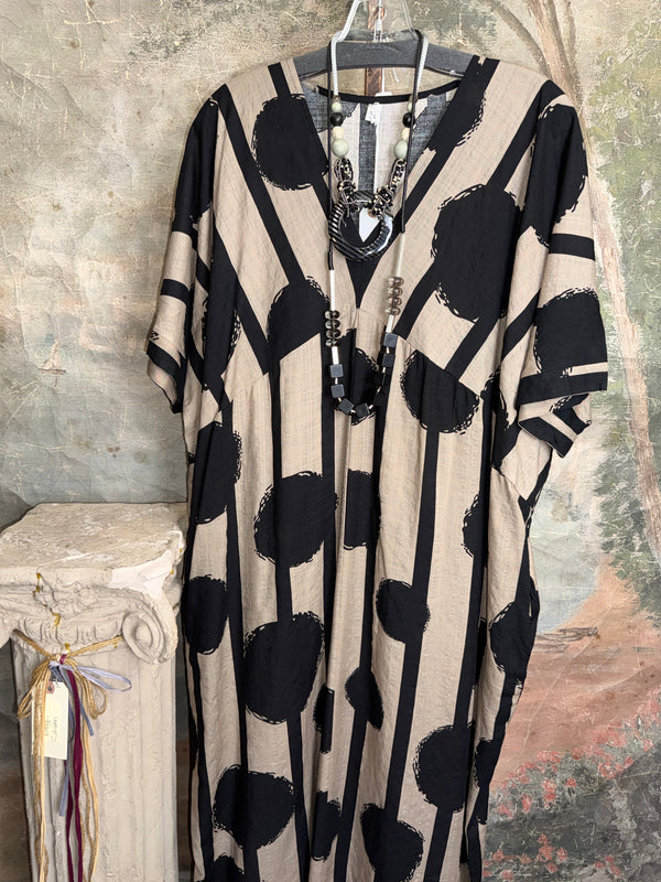 8094 Abstract Geo Linen Kaftan