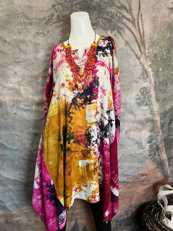 7063V Block Dyed Justly Top-PINK MIX