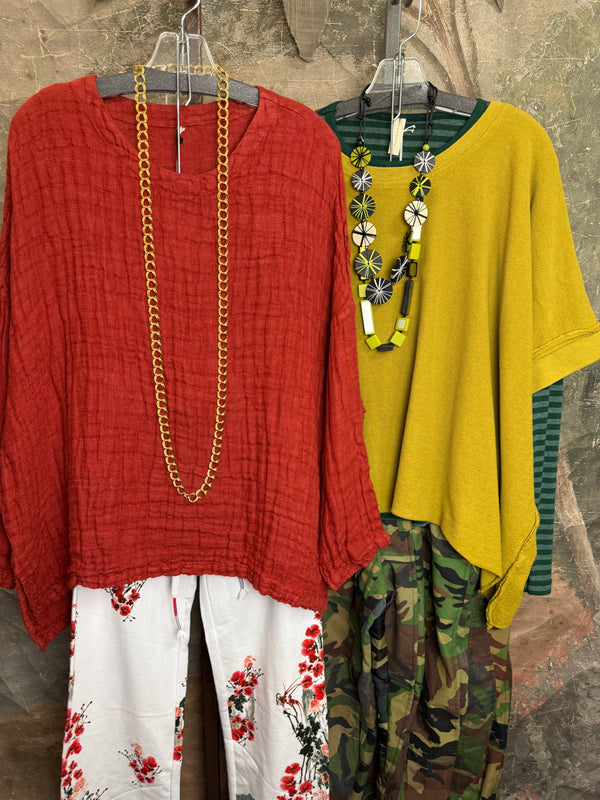 PW8815 We The Free Pucker Tunic-Brick Red