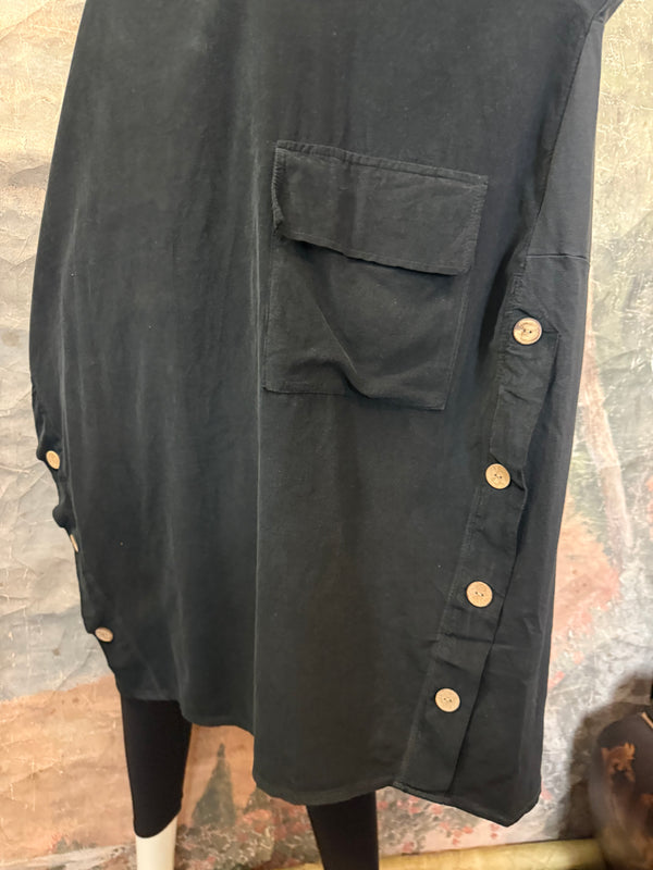 91805 Corduroy Button Dress-Black