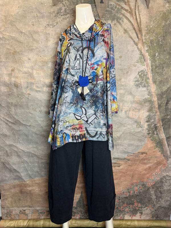 T134T Cowlneck Poncho Top-Coco