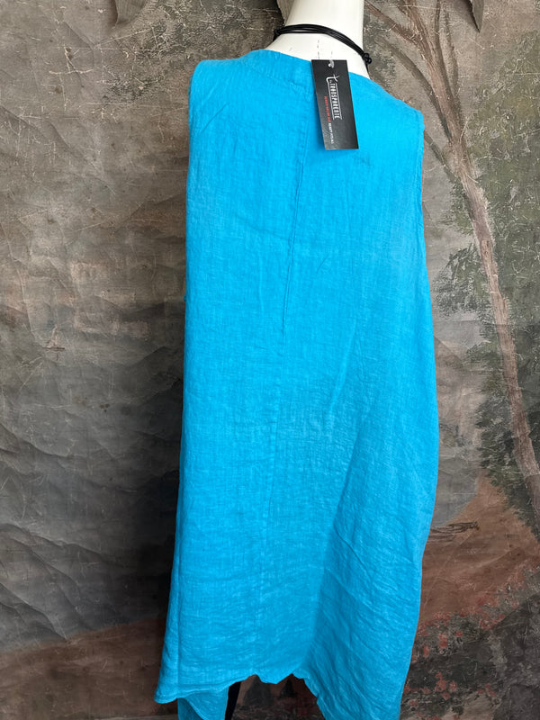 751 Artistry Layered Tank Dress-Turq Blue